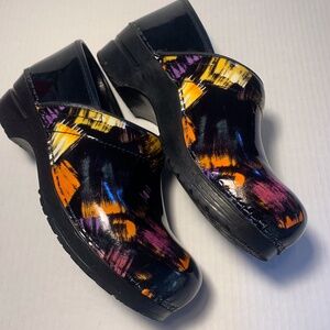 Sanita Clog Mules Paintbrush Multi Color Professional Danish Footwear, Size EU40